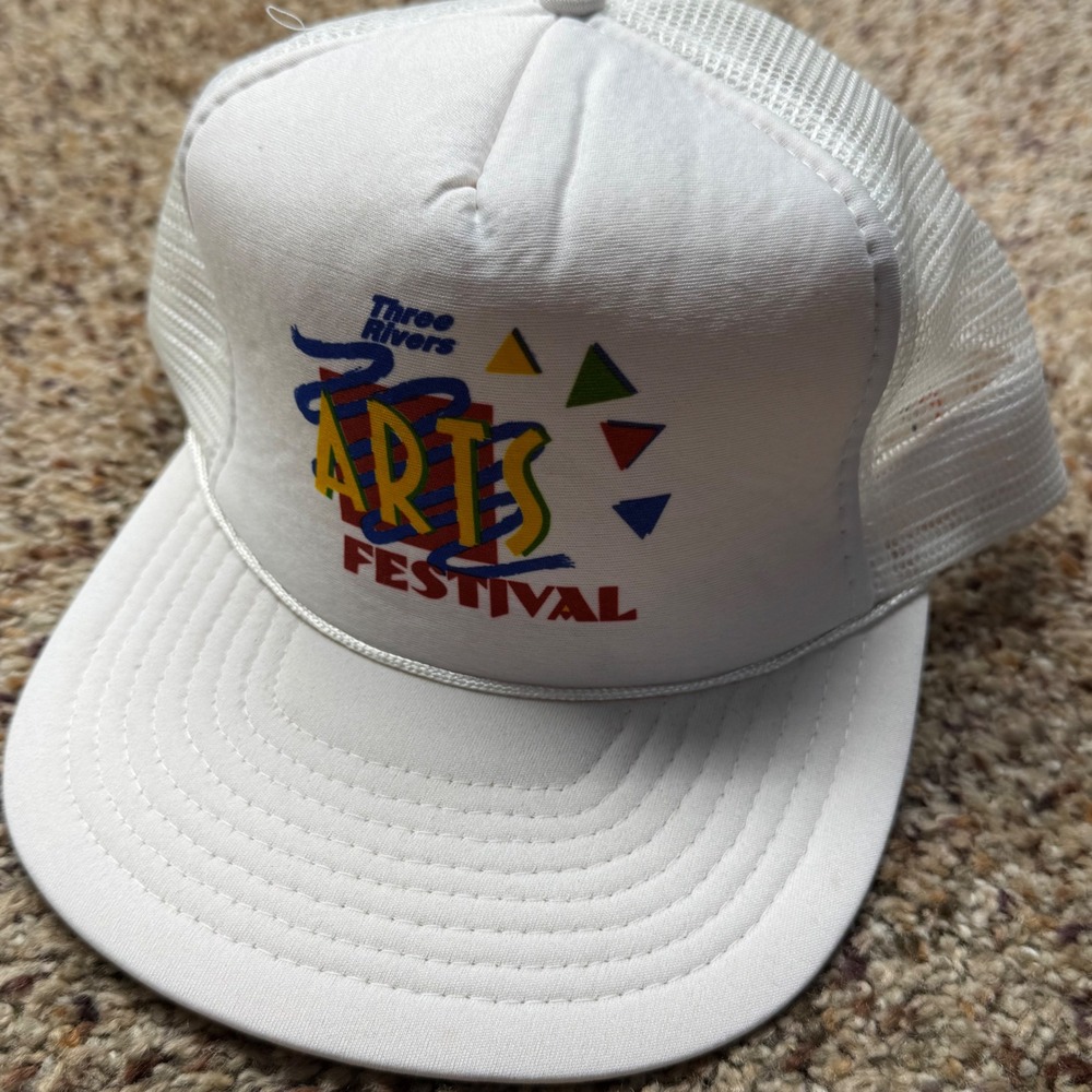 Vintage Speedway Three Rivers Arts Festival White Mesh Snapback Trucker‎ Hat